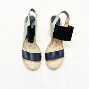 Charles David Spain Espadrille Wedge Leather Banded Sandals Size 40